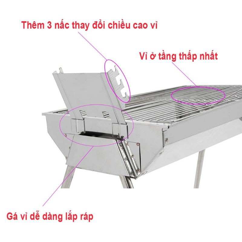 Bếp nướng than hoa inox cao cấp điều chỉnh được độ cao