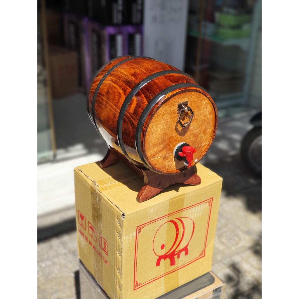 Trống gỗ đựng rượu vang 5l, trống rượu vang để bàn