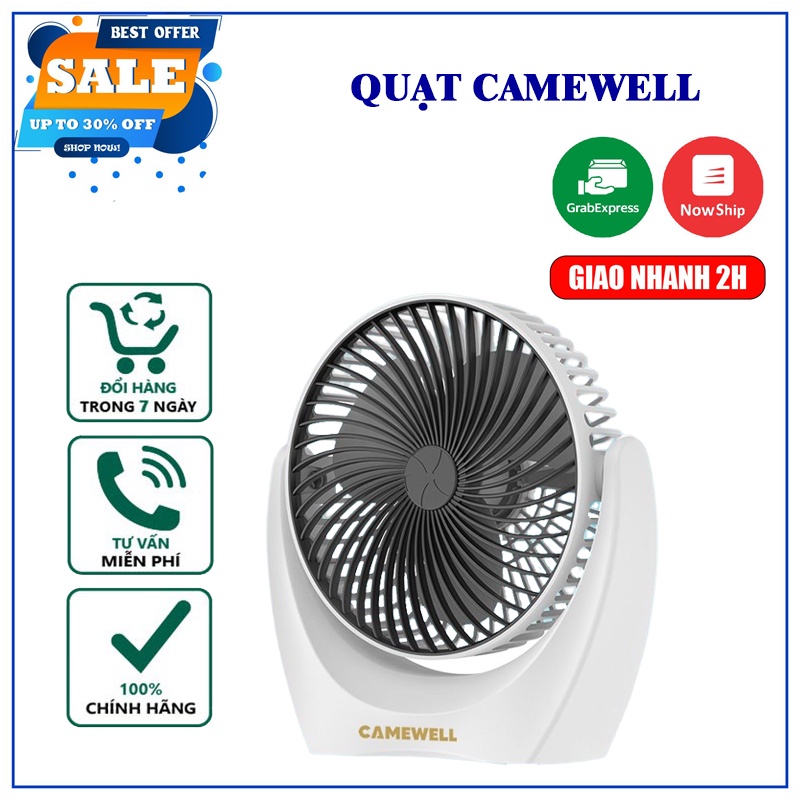 Quạt để bàn mini TÍCH ĐIỆN 3 chế độ mát Không Gây Tiếng Ồn