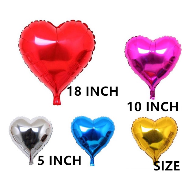 10 Bong Bóng Lá Nhôm Hình Trái Tim 10 inch 5 inch Dùng Trang Trí Tiệc Cưới, Sinh Nhật