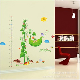 Decal trang trí thước đo Cây Hạt Đậu thần cho Bé