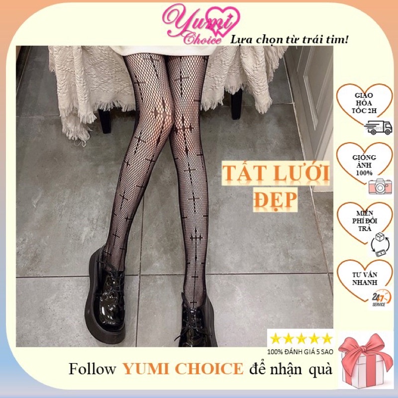 Tất lưới nữ đẹp chữ thập /YUMI CHOICE/ Tất vớ lưới nữ đẹp chất lượng giá rẻ co giãn hoạ tiết phong cách