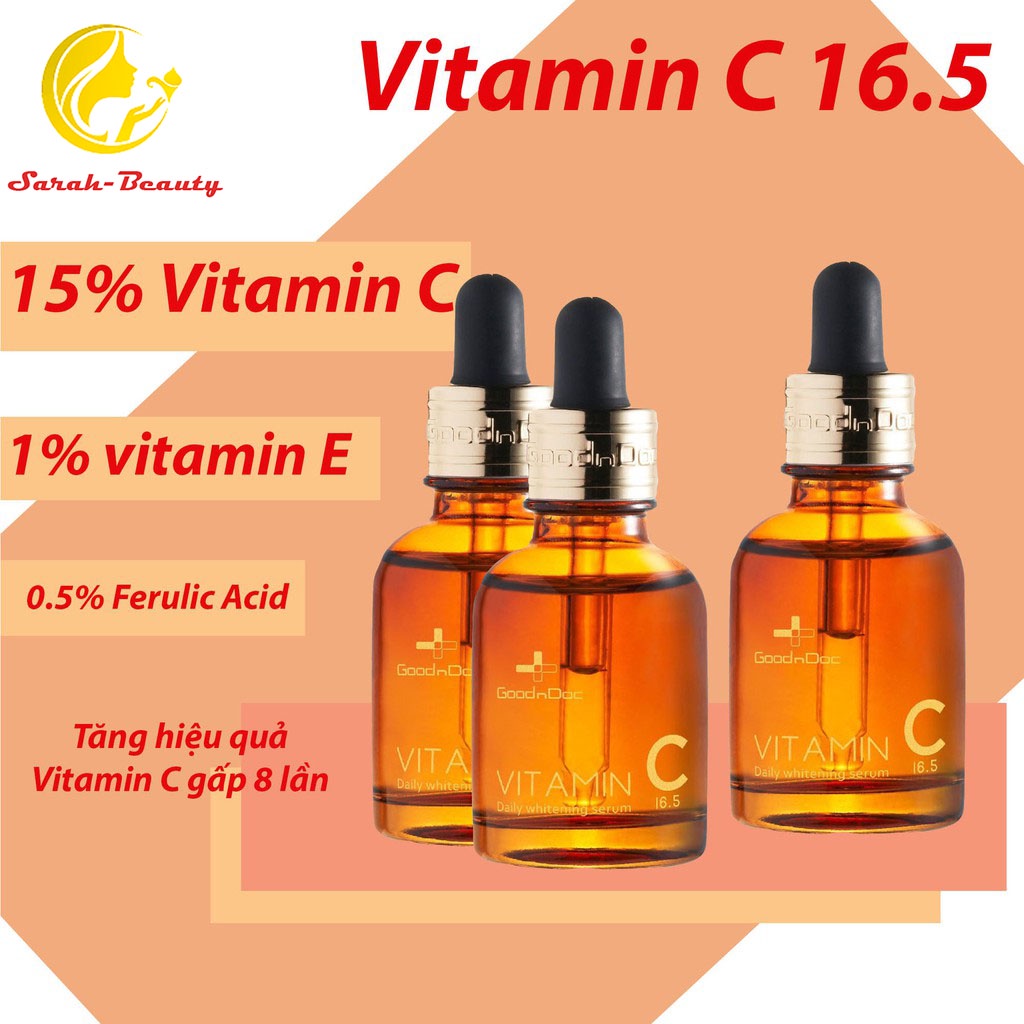 Serum giúp giảm thâm, giảm sạm nám da Goodndoc Vitamin C 16.5 Daily Whitening 30ml