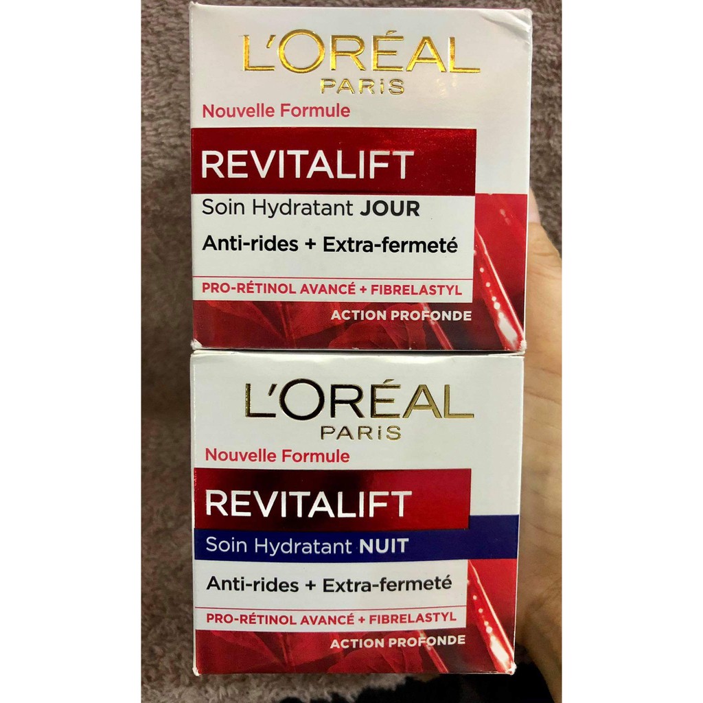 COMBO CẶP Kem Chống Lão Hóa Ban Ngày VÀ ĐÊM L'oréal Revitalift Soin Hydratant Jour ET NUIT 50ML*2 NỘI ĐỊA PHÁP