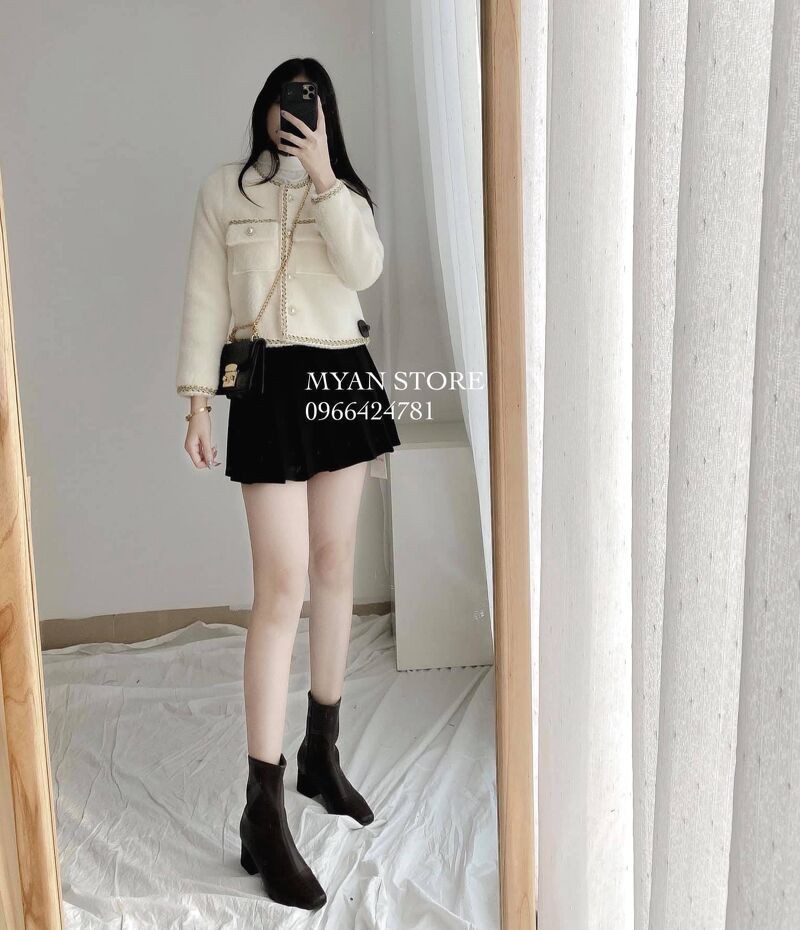 Khoác lông trắng viền kim tuyến A122009 | BigBuy360 - bigbuy360.vn