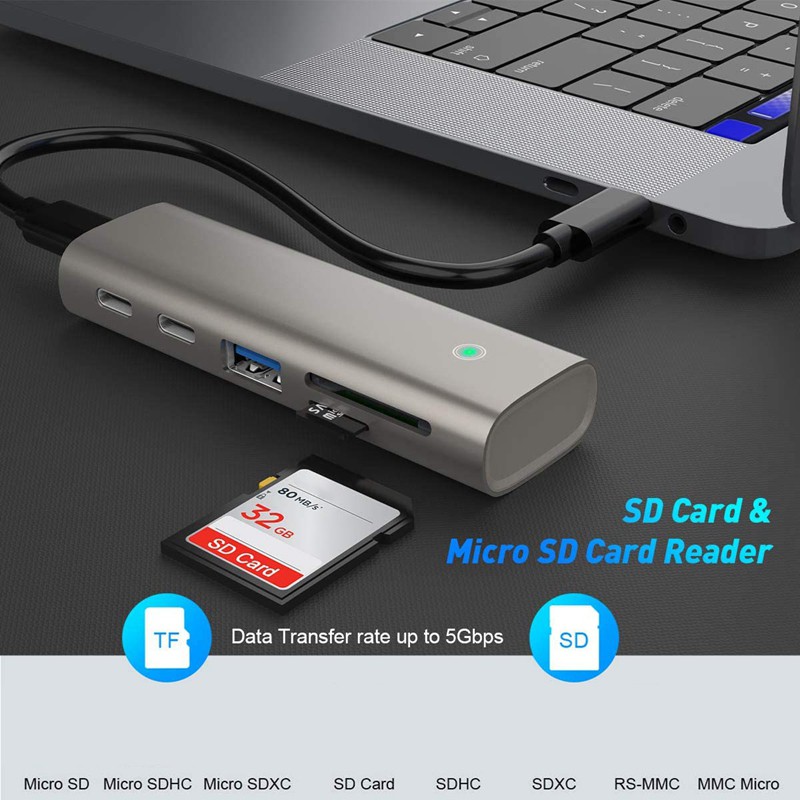 Bộ Chuyển Đổi Usb 3.1 Gen 2 Hub Với Cổng Usb 3.0 Cho Macbook, Surface Pro, Usb C