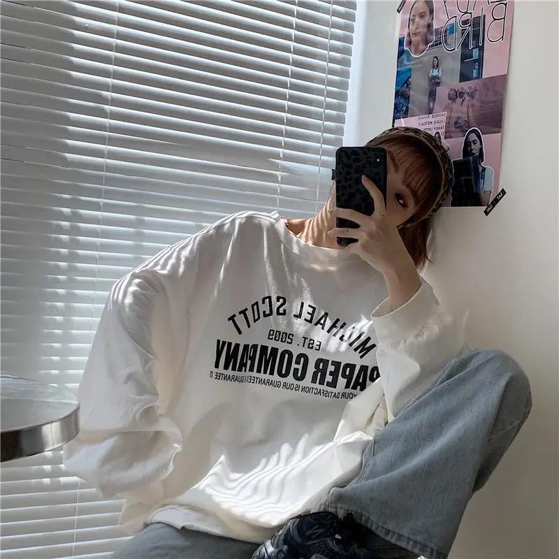 Áo Sweater Tay Dài Dáng Rộng In Họa Tiết Phong Cách Harajuku Hàn Quốc Thời Trang Mùa Thu Hàng Mới 2021 Dành Cho Nữ