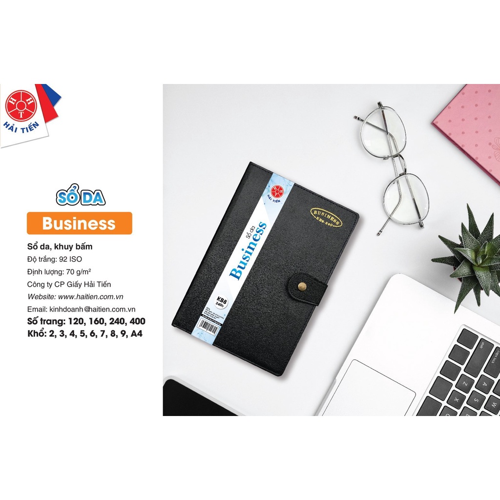 Sổ da business 240 trang Hải Tiến có khuy bấm