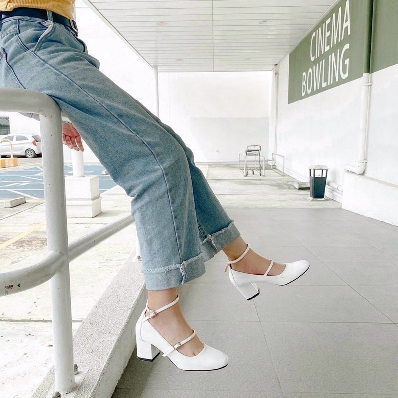 Giày cao gót 2 quai ngang