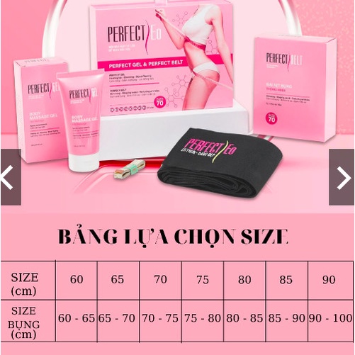 Đai nịt bụng giảm mỡ sau sinh perfect eo giảm mỡ nhanh chóng an toàn hiệu quả gồm đai,gel tan mỡ và thước dây