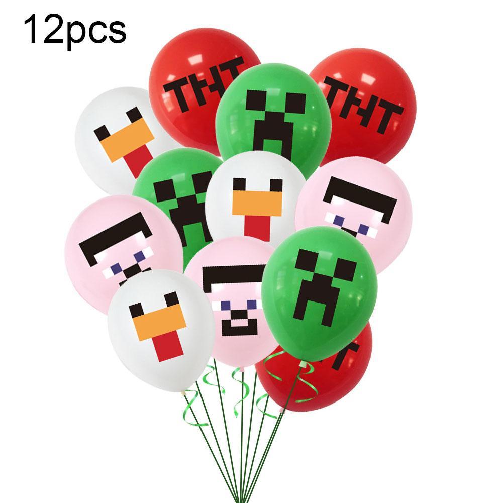 Set 12 / 16 Bong Bóng Cao Su Họa Tiết Trò Chơi Minecraft Trang Trí Tiệc Sinh Nhật