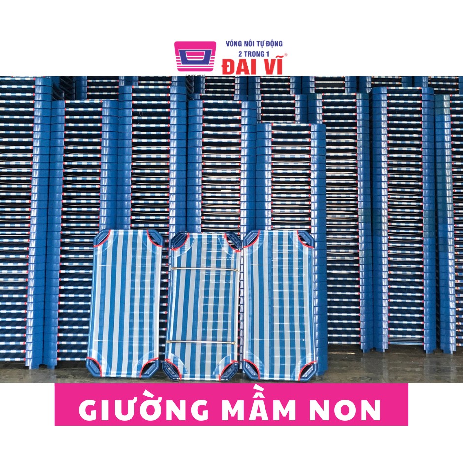 (RẺ NHẤT) Giường Lưới Mầm Non Thoáng Mát Có 2 Thanh Đỡ Lưng Inox Cho Bé Đại Vĩ