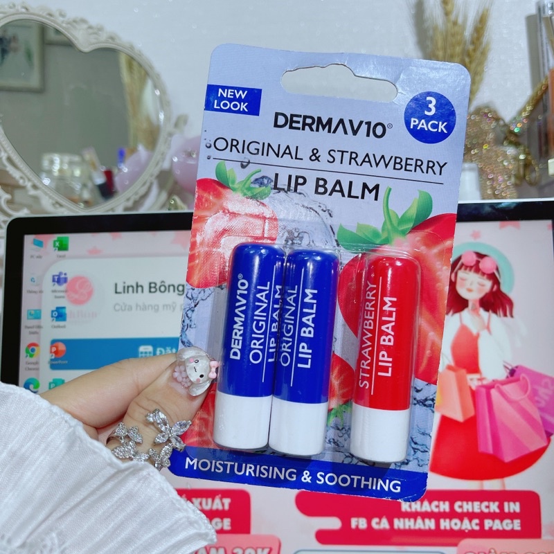 SON DƯỠNG DERMA V10 ORIGINAL AND STRAWBERRY  LIP BALM