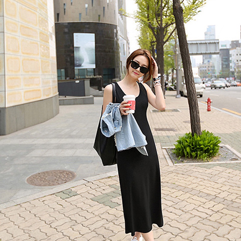 Đầm IELGY dáng chữ A không tay màu đen/xám dành cho nữ