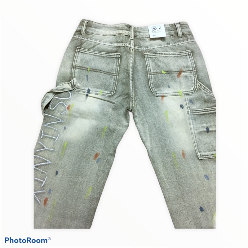 Quần jean unisex phối màu độc lạ phong cách đường phố | BigBuy360 - bigbuy360.vn