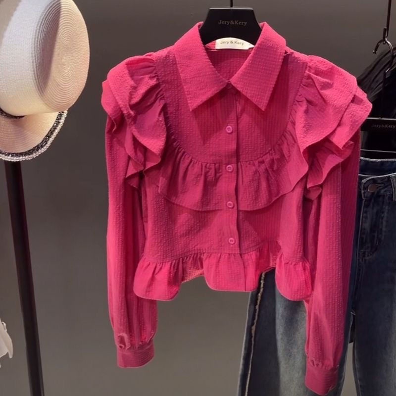 Áo Sơ Mi Nữ Dài Tay Cổ Bẻ Form Rộng Thời Trang Hàn Mới