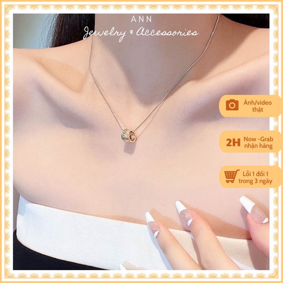 Vòng cổ nữ dáng mảnh mặt nhẫn đôi mini, dây chuyền nữ phong cách Hàn Quốc