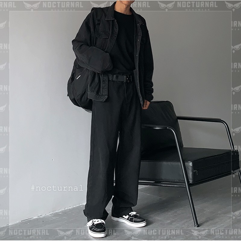 Quần Kaki Jeans Denim Trơn Loose-fit Basicblack Unisex Nocturnal | BigBuy360 - bigbuy360.vn