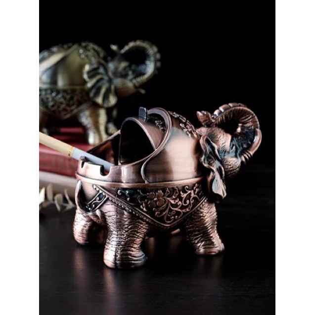 Gạt tàn hoàng gia kim loại kẽm hình voi có nắp cực sang GDTH