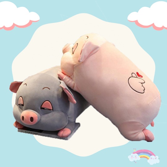 Gấu Bông Ôm Hình Heo Lười Mắt Híp Siêu Xinh Cho Bé 2 Màu (6 Size) [ DIABRAND ]