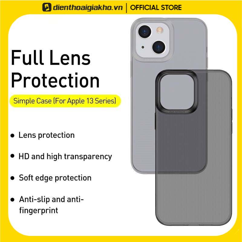 Ốp lưng điện thoại Baseus Simple Case trong suốt chống sốc bảo vệ camera cho lp13 promax/13 pro/ 13/11 pro
