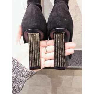 👠👢Boots lửng da lộn co giãn mũi