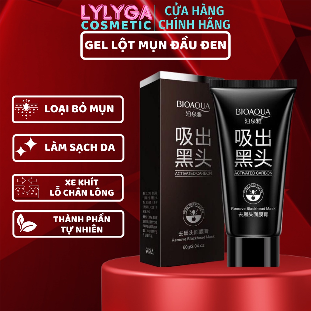 Gel lột mụn đầu đen BIOAQUA 60g Than Tre Mặt nạ lột mụn cám hiệu quả an