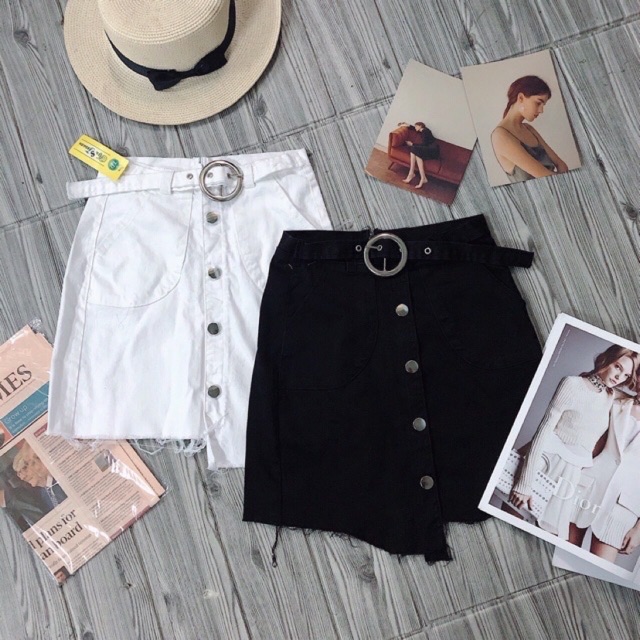 Chân váy kaki jean lệch tà kèm nịt | BigBuy360 - bigbuy360.vn