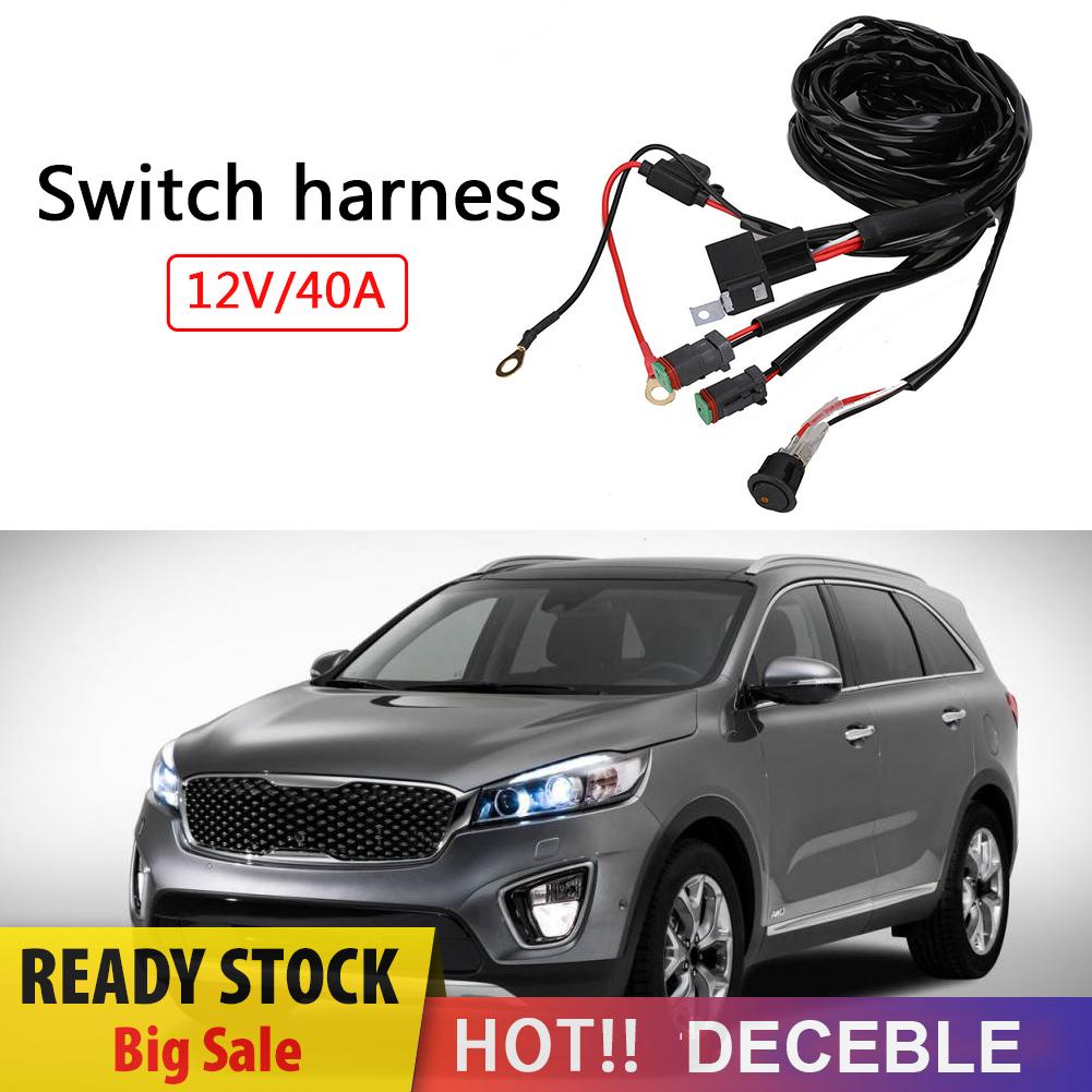 deceble 18AWG LED Light Bar Wiring Harness Kit 2 Leads On/Off Switch 40A Relay Fuse