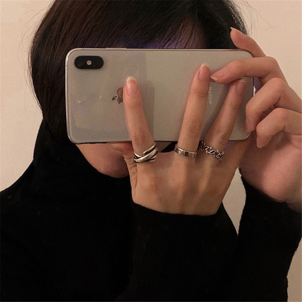 3 Nhẫn đeo tay kim loại phong cách hiphop cá tính dành cho cặp đôi