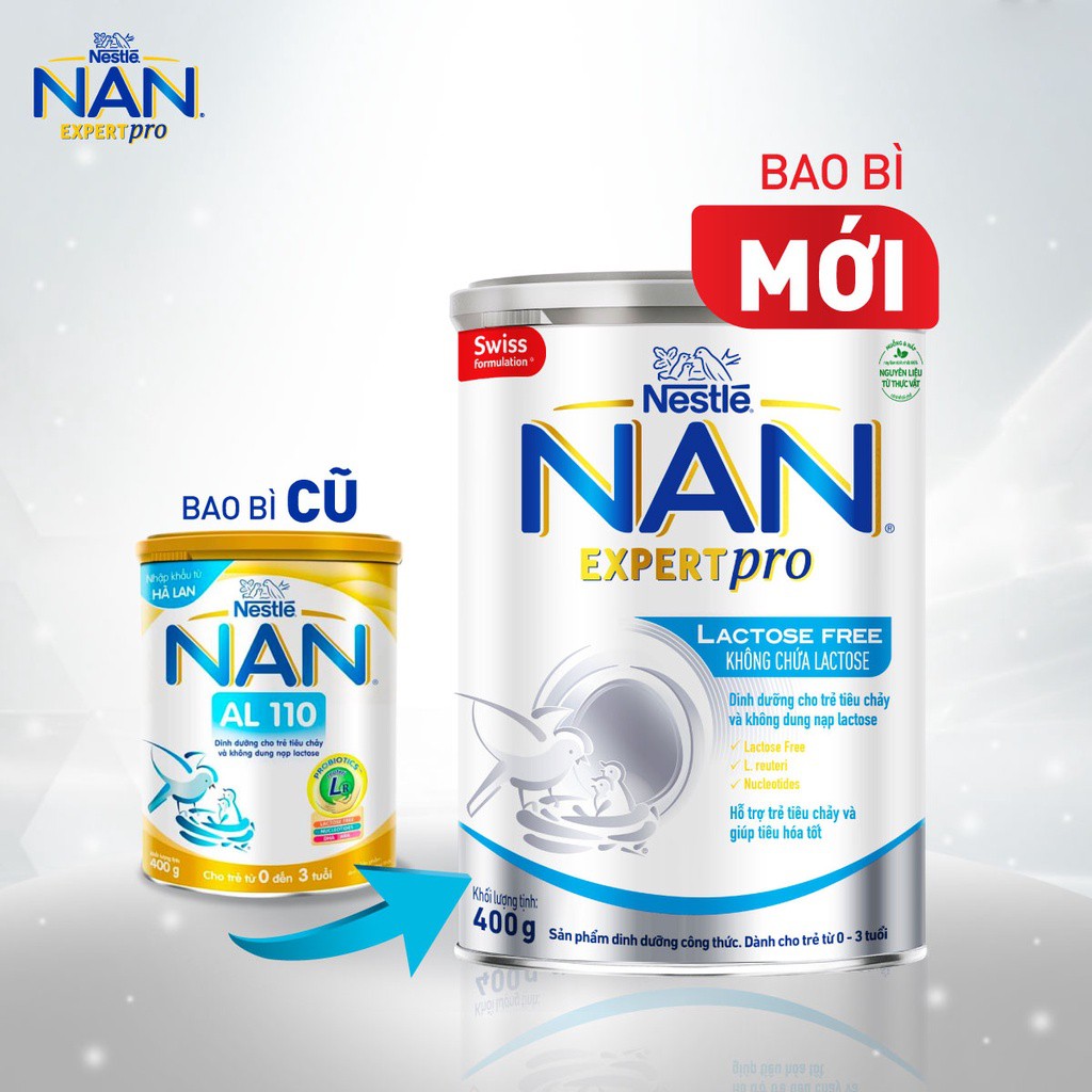 Sữa Bột  NAN Expert Pro Lactose Free lon 400g – Công thức giúp trẻ nhanh hồi phục sau tiêu chảy