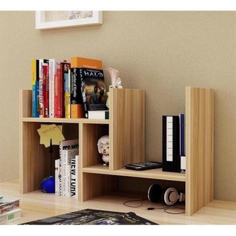 Kệ sách gỗ mini để bàn 5in1 lắp đc tận 5 kiều như hình