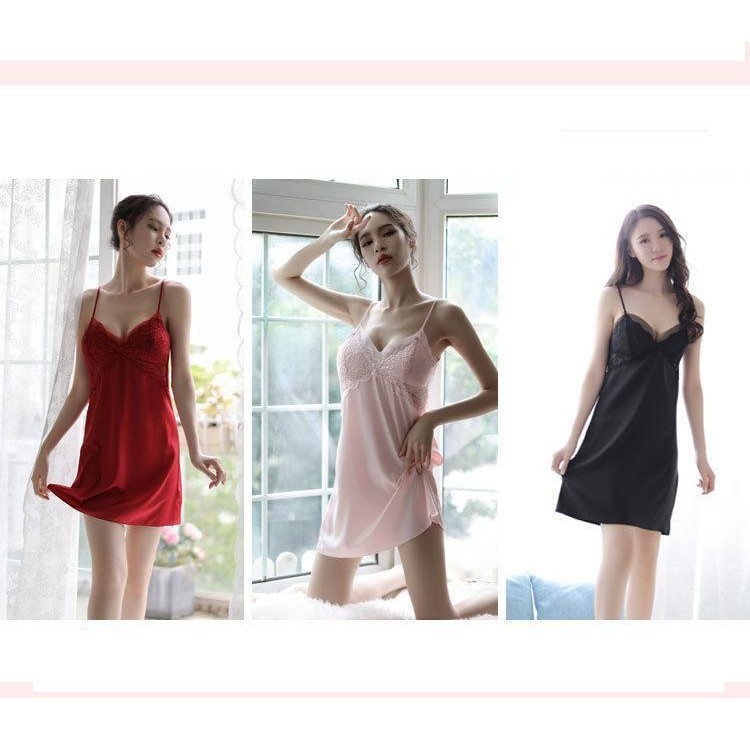 ( Có đệm ngực Váy ngủ phối ren Tinh Tế 5056( Tặng kèm Chip Lọt Khe Cực Xinh)