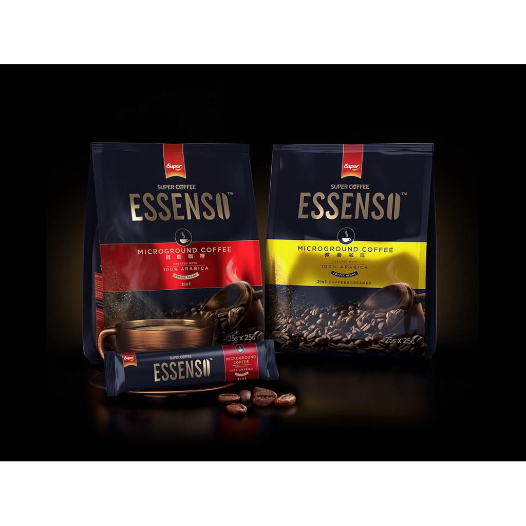 Cà phê hòa tan 3 in 1 Super Essenso Microground Coffee 3 in 1 Coffee Beans 20 x 25g (500g)