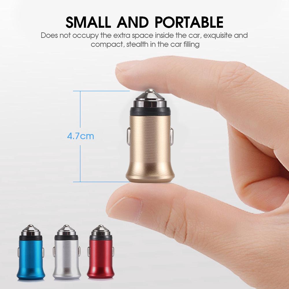 Sạc xe hơi mini cho iPhone Android 2.4A 2 cổng USB