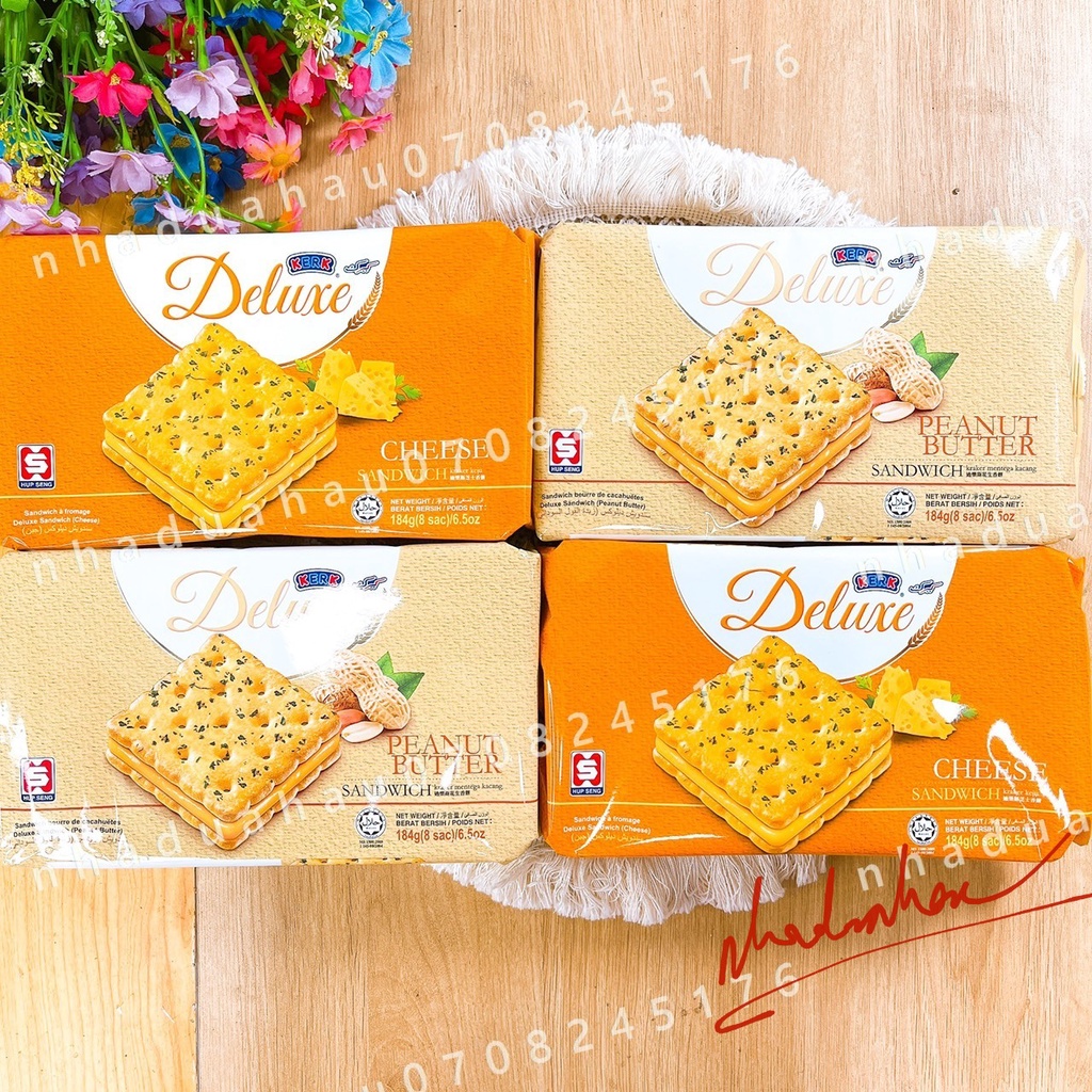 Một gói bánh nougat hành lá kẹp kem đậu phộng/ lạc/ phomai KERK Deluxe Thái Lan hàng cty nhập khẩu xịn gói 184gam