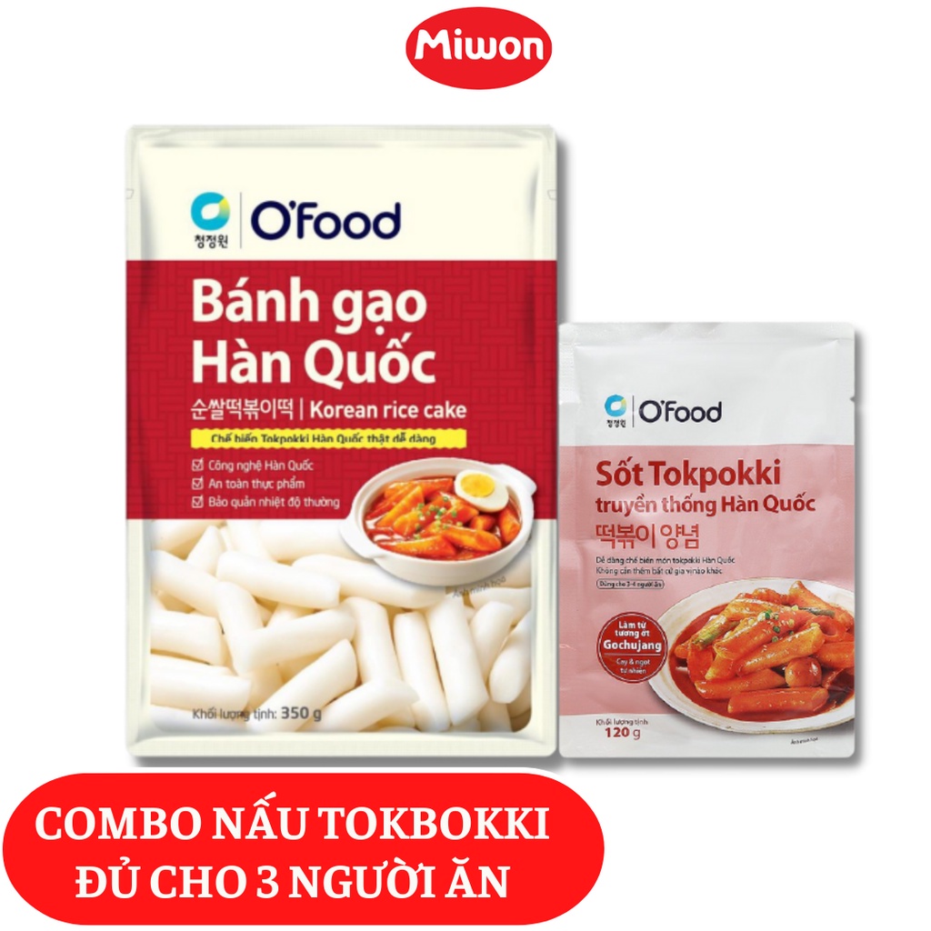 [KÈM SỐT NẤU] COMBO nấu Tokbokki Hàn Quốc bao gồm 350G bánh gạo và gói sốt vị cay 120G, dành cho 3 người ăn