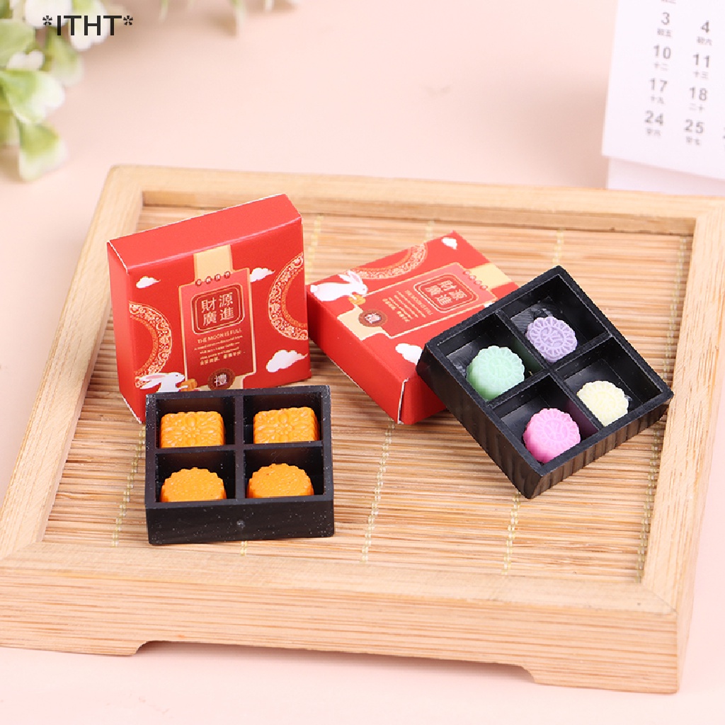 1 Bộ Bánh Trung Thu Bằng Nhựa Resin Tỉ Lệ 1 / 12 Trang Trí Nhà Búp Bê