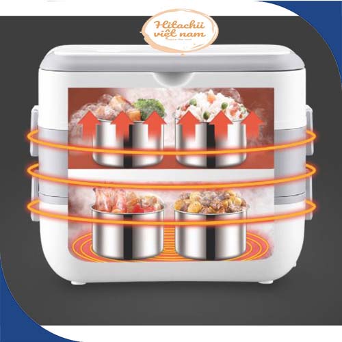 Hộp cơm cắm điện 2 tầng 4 ngăn inox giữ nhiệt hâm đóng và tự nấu chín thức ăn, Cà Men Đựng Cơm Đi Làm.