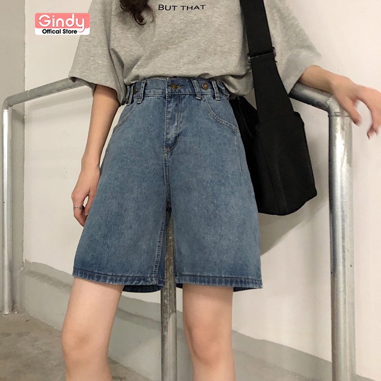 Quần short jean nữ lưng cao co giãn GINDY dáng lửng phong cách thời trang Hàn Quốc năng động Q8101 | WebRaoVat - webraovat.net.vn