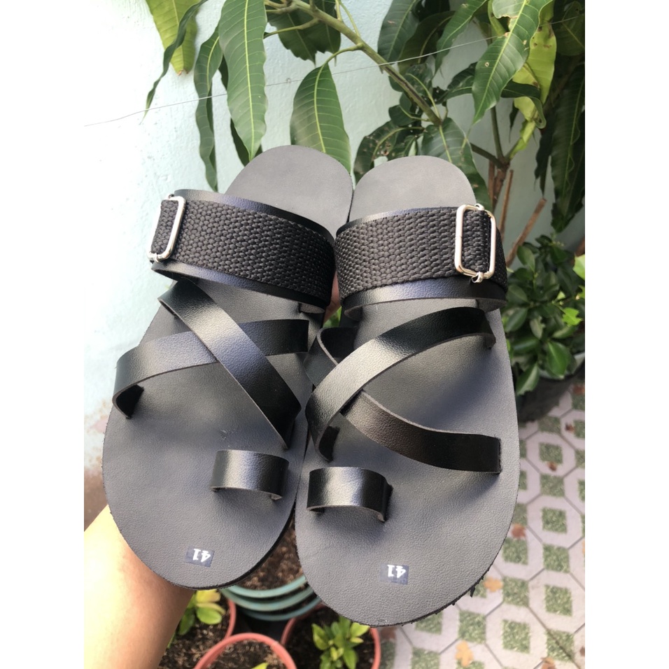 sandal đồng nai dép quai chéo đen đế đen nam và nữ size từ 35 nữ đến 44 nam