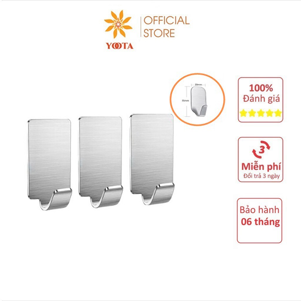 Móc dán tường 3M inox cao cấp, Móc hoop dán tường đa năng siêu dính