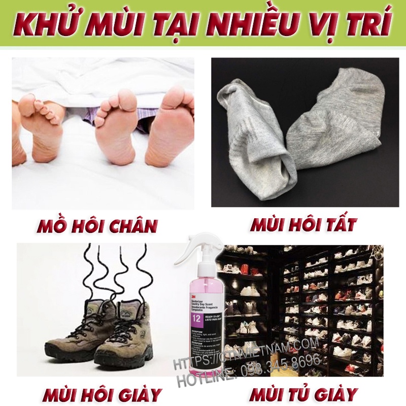 Xịt Khử Mùi Hôi Giày, Mùi Hôi Chân 3M 12L Deodorizer Chính Hãng