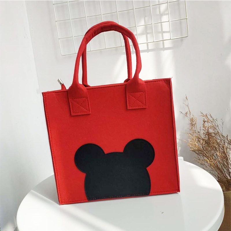 Túi dạ nỉ hoạt hình dễ thương có khóa kéo miệng đi học đi làm đựng cơm văn phòng