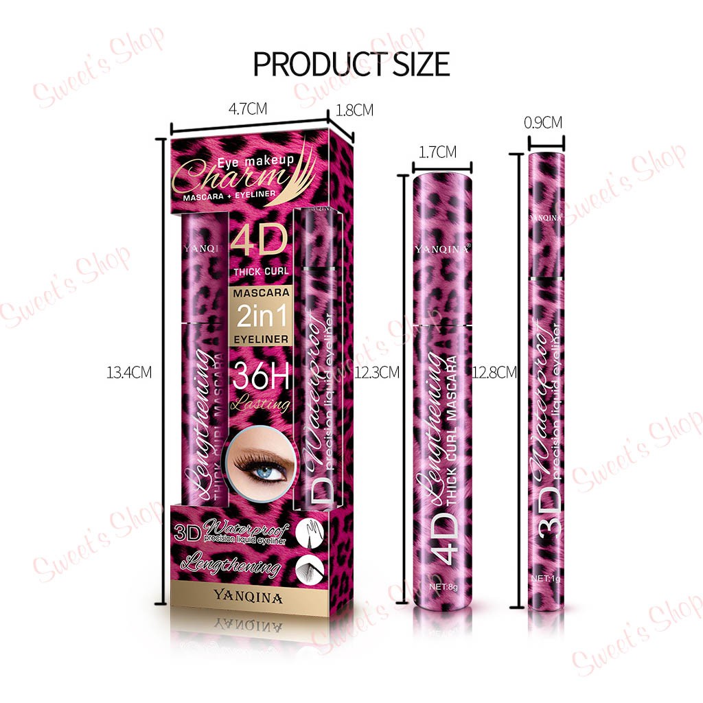 [Tặng Bút Kẻ Mắt] Mascara💖FREESHIP💖Combo Mascara và Kẻ Mắt Yanqina Red Leopard Eyeliner 4D Mi Siêu Dài Không Thấm Nước | BigBuy360 - bigbuy360.vn