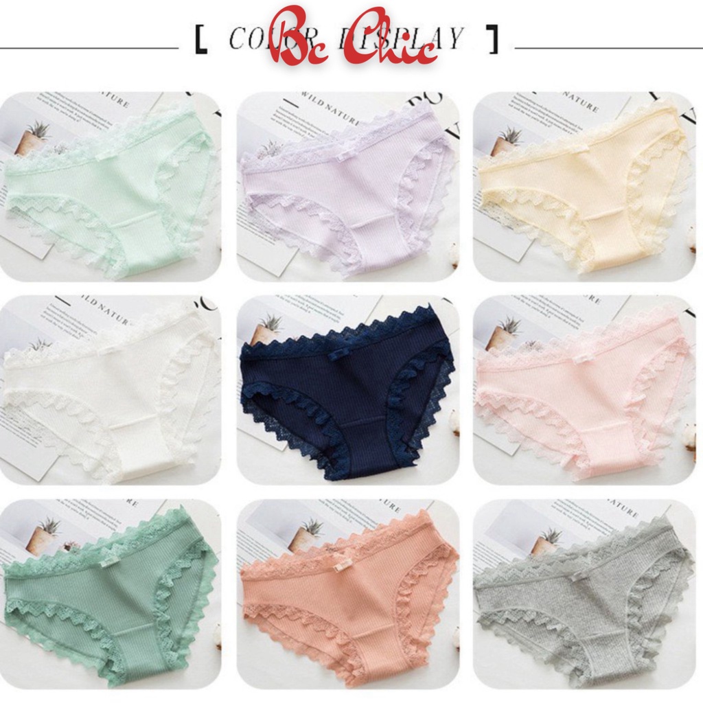 Quần Lót Nữ Cotton viền ren gân tăm kháng khuẩn hoạ tiết viền ren sexy điệu đà Q115 BC_CHIC LINGERI