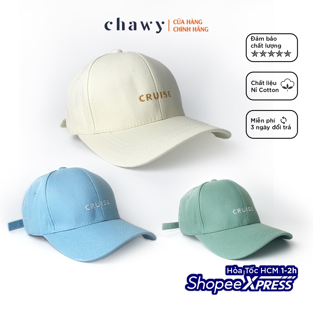 Mũ lưỡi trai cotton unisex, Nón kết nam nữ thêu chữ CRUISE phong cách Ulzzang Chawystore - K43