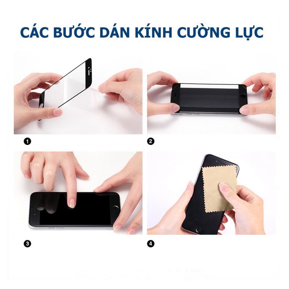 Kính cường lực iphone 9D-10D Full Màn 5/5s/6/6s/6plus/7/7plus/8/8plus/plus/x/xr/xs/11/12/pro/max - tặng kèm giấy lau