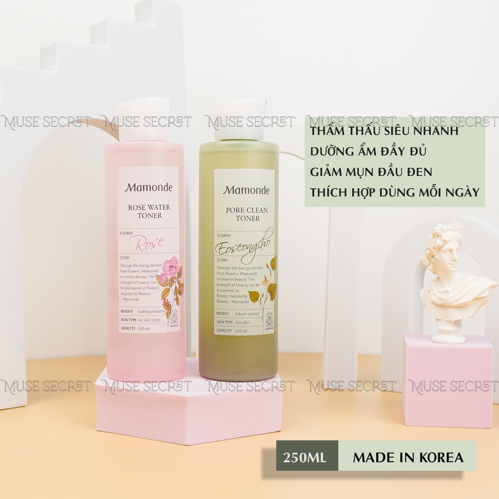 [Quà Tặng Khẩu Trang] Nước Hoa Hồng Mamonde - Cung cấp độ ẩm, kiềm dầu, se khít lỗ chân lông 250ml | BigBuy360 - bigbuy360.vn