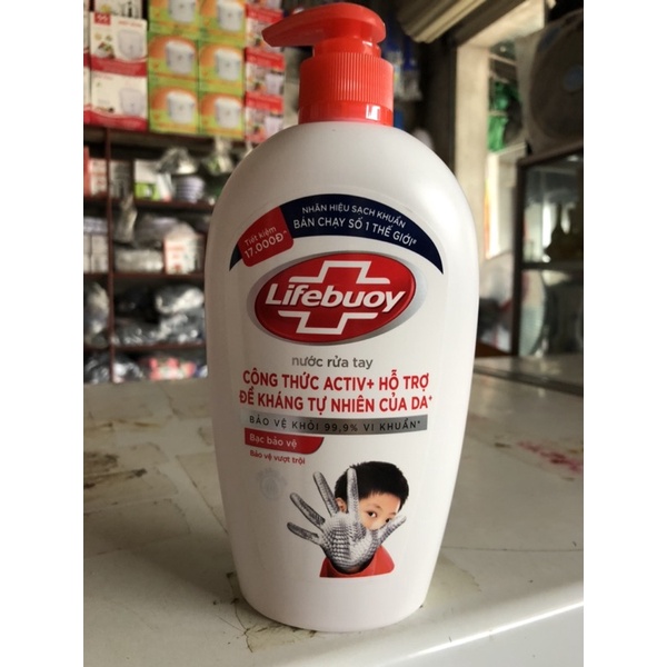 nước rửa tay Lifebuoy chai 500g đề kháng tự nhiên của da